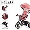 Kinderkraft Aston Tricycle, Baby Push Trike, Kids First Bike, Free Wheel Functions, Parenthandle, Footrest, Accessories, Bag, Cupholder, from 9 Months to 5 Years, Pink #5
