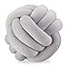 Relaxdays Knotenkissen, geknotetes Kissen für Sofa, Bett, dekorativ, skandinavisch, Zierkissen Knoten, Ø 25 cm, grau