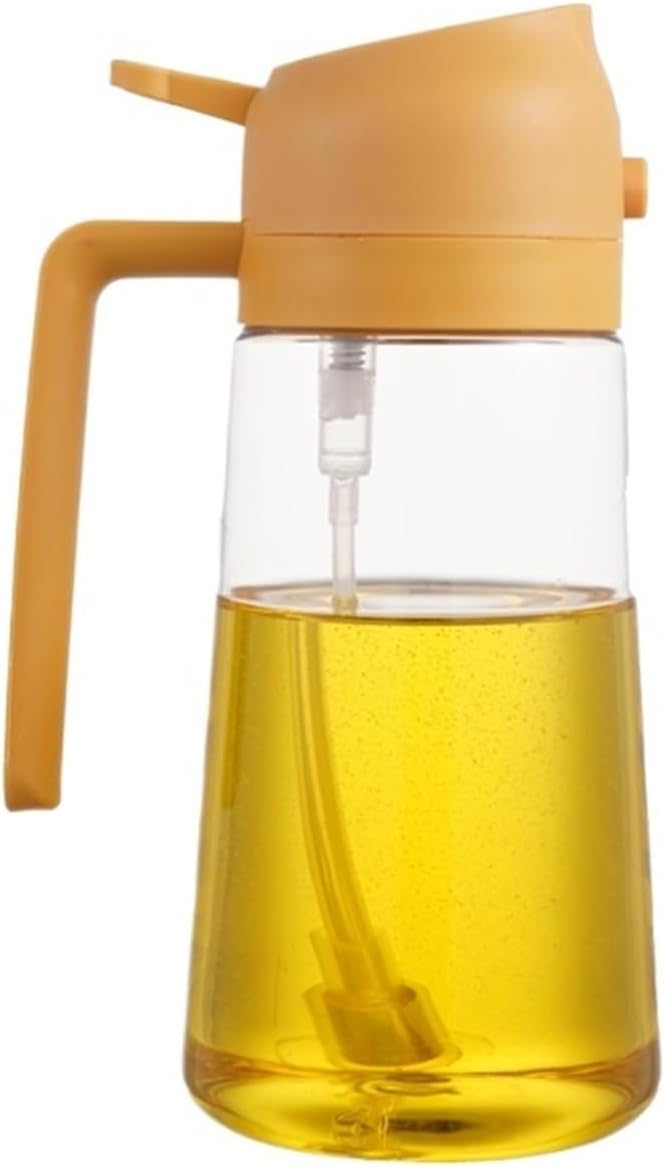 Spray Oil Sprayer Cruet Dual Purpose Kitchen Oils Sprays Bottle Air Fryer Salad BBQ Baking(2use yellow 500ml)