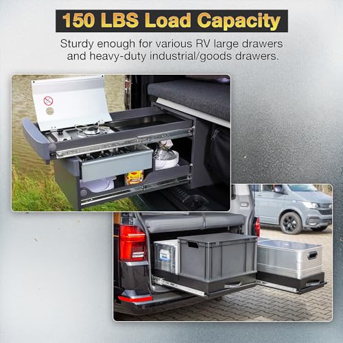 YENUO Locking Heavy Duty Drawer Slides Full Extension 12-40 Inch 150 Lb - Image 3
