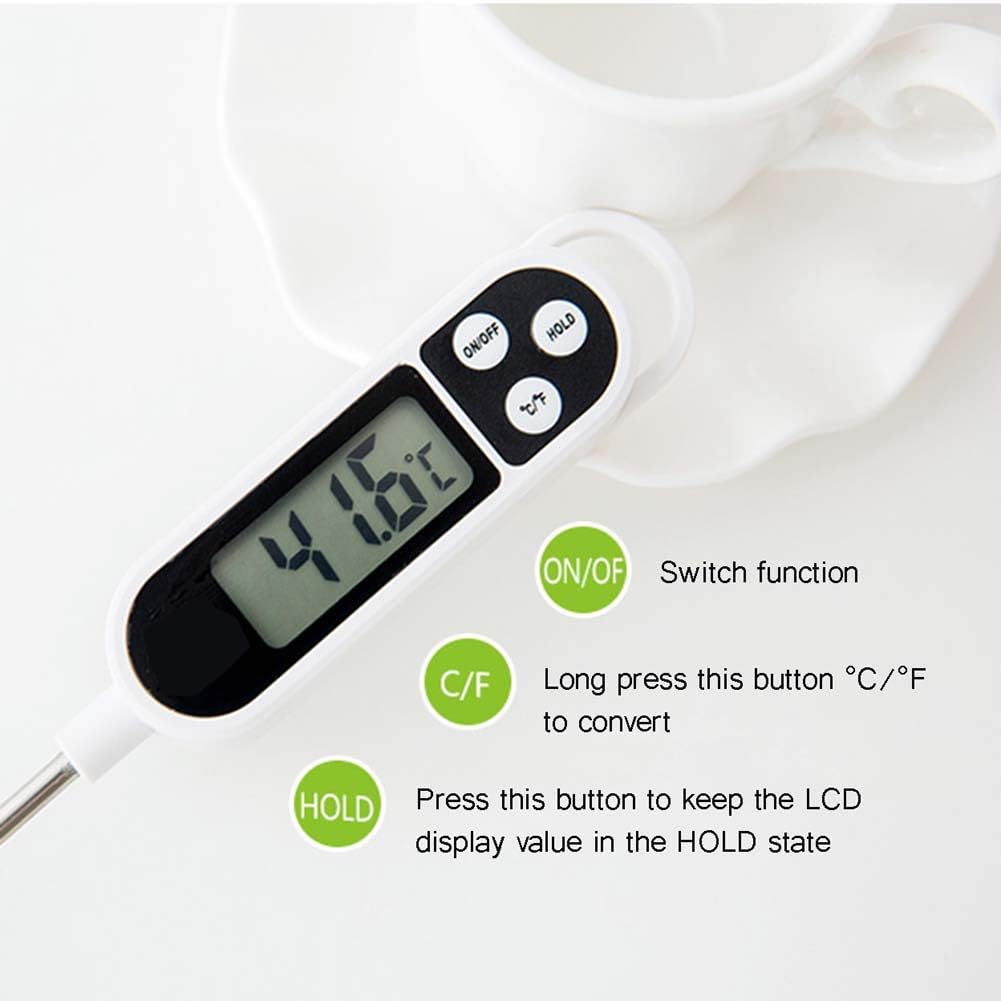 review XIGG Kitchen Thermometer, Food Thermometer, Lnstant Read Stainless Steel Probe Large Screen Digital, Best for Food, Meat, Grill, BBQ, Milk, and Water,Pink