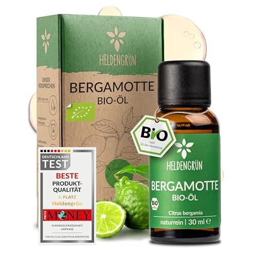 Heldengrün® BIO Bergamotte Öl [100% NATURREIN] Kaltgepresst aus echten Bergamotten - Reines Bergamottenöl zum Verzehr - Bergamot Oil