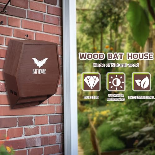 Doublefill MEE-DOUBLEFILL-662 Large Bat House Easy To Install Wooden Bat House Clean Your Backyard From Mosquitoes Artificial Bat Roost Kit thumb #5