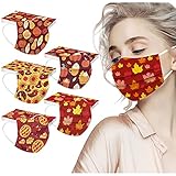 HEALT 50Pcs Fall Disposable Face_Masks with Designs for Adults, 3Ply Breathable Thanksgiving Disposable_Masks with Nose Wire for Women (MIX COLOR_05), 7.00 inch x 3.80 inch