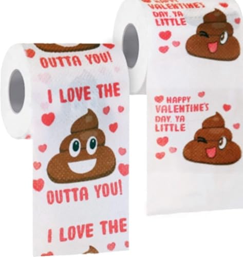Cheerin Divertido rollo de papel higiénico para el día de San Valentín con caja de regalo, regalo divertido de broma de emoji para el baño, papel