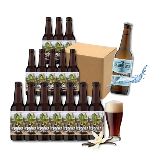 Pack de Cerveza Artesana Brønhër con maduración en barrica de vino | notas de madera y toques avainillados | Incluye cerveza Er Boquerón con agua de mar