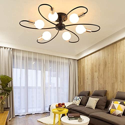Image of Metal Nordic Pendant Lights Lamps Black 6 Head Modern Ceiling Light Hanging Lamp Home Decor Chandelier