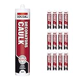 Pack of 12, Soudal Decorator Caulk Gap & Crack Filler Acrylic Silicone Adhesive Sealant
