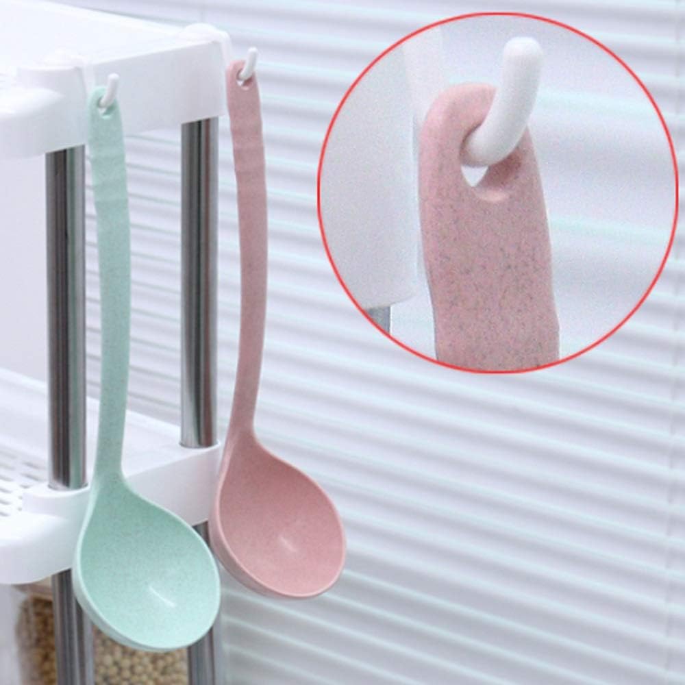 アシュルティジョ ロングハンドル家庭用プラスチック製スープスプーンは鍋、お粥スプーン、スープスプーン、高温抵抗性スプーンを傷つけない