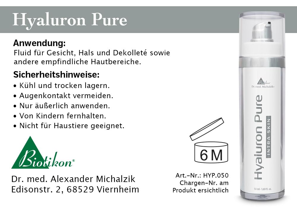 Hyaluron Pure, Dr. Michalzik, Hyaluronsäure, 50 ml Fluid | Hyaluronsäure • eigene deutsche Produktion • ohne Zusätze