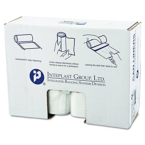 Image of Inteplast Group S386017N 60 Gallon Capacity, 60 inch Length x 38 inch Width x 17 Mic Thickness, Natural Color, HDPE Commercial Coreless Institutional Trash Can Liner (Case of 8 Roll, 25 Bags per Roll)