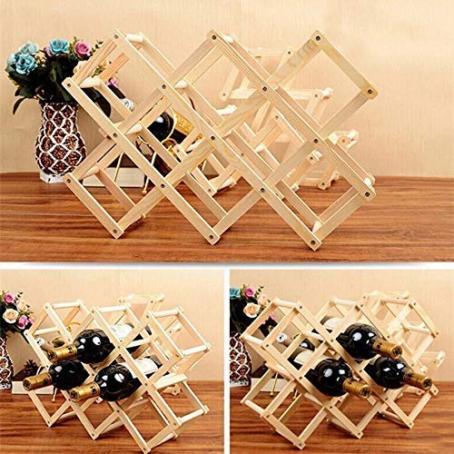 Soporte para vino de madera natural para 10 botellas miniatura 2
