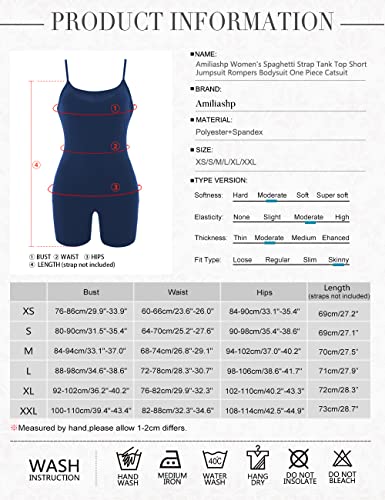 Amiliashp Women's Spaghetti Strap Tank Top Short Jumpsuit Rompers Bodysuit One Piece Catsuit (Navy, S) #TOP5
