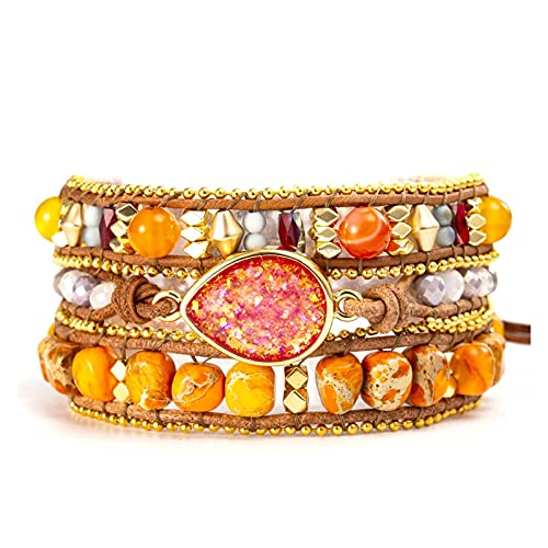 Bracelets pour femmes opale goutte d'eau chaîne perles cuir
