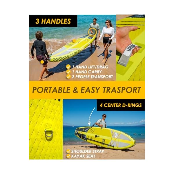 10'8/11'*35" Extra Wide Inflatable Paddle Boards, Stable Stand-up Paddleboard for 3 People/Family w/Shoulder Strap, 100L Backpack, Paddle Boards for Adults w/Paddle, US Central Fin - Image 7