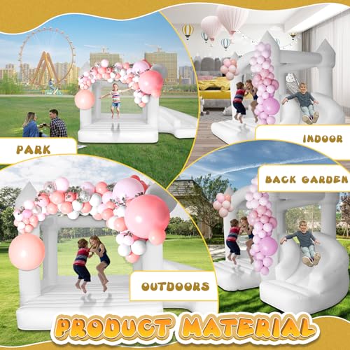 AKSPORT White Bounce House Inflatable Jumping Castle with Slide & Air Blower for Kids, Wedding & Birthday Parties, 17 * 11 * 10FT - Image 6