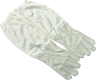 Guantes de Apicultor con Mangas Protectoras Ultra Largas Ventilados para Apicultura Unisex Color Gris Blanco Talla Xxl