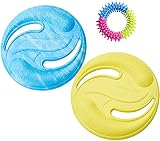 Material EVA: este frisbee para perro está hecho de material EVA que es suave, definitivamente no daña la boca de tu perro. No se romperá en trozos debido a su durabilidad y no dañará los dientes de tu perro y puede evitar que tu perro se pierda. Es mucho más ligero que los frisbees de goma normales, por lo que es suave con la boca de tu perro.