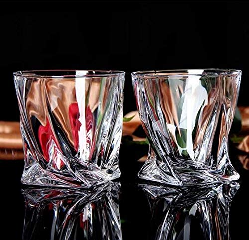 Image of Crystal Whiskey Glasses Set of 6, Large Lead-Free Crystal Glass, Tasting Cups Scotch Glasses, Old Fashioned Glass, Tumblers for Drinking Irish Whisky, Bourbon, Tequila (Twist, 10 oz)