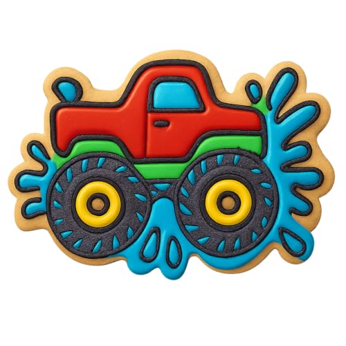 Mud-Splatter Monster Truck Cookie Cutter - 4x2.5" Creative Design by Mighty Gadget - Used condition - US$13.87