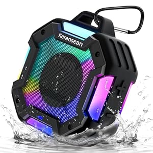 Bluetooth Shower Speaker, Portable Bluetooth Speakers IPX7 Waterproof Shower Speaker Wireless, Outdoor Speaker with Lights, TWS Stereo Pairing for Paddle Board/Beach/Pool/stocking stuffers, Black
