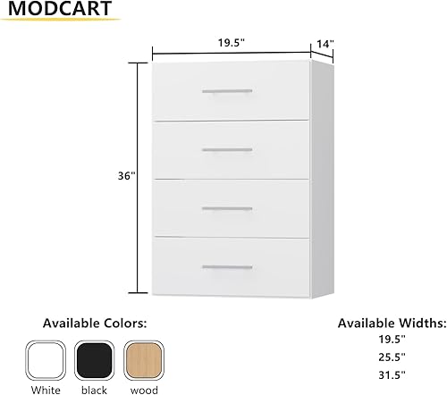 Miniatura 2 de Armario de torre corta de 4 cajones, sistema modular de armario, organizador de sistema de armario de madera con almacenamiento para vestidores,