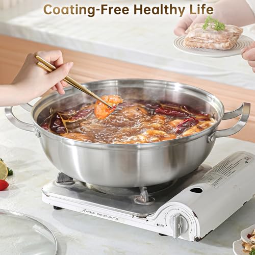 Tri-Ply Stainless Steel Saute Pan,Deep Frying Pan with lid,Compatible with All Cooktops Up to 650℉, Everyday Pan,Hot Pot,Kadhai,Induction Cooking Pot,Dishwasher and Oven Safe. (7QT) - Image 3