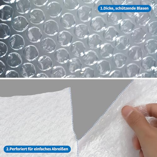 2 Rollen Luftpolsterfolie Rolle 10Mx 20cm Bubble Wrap 100% Prozent recycelbar leicht und ideal für Verpackung Transport und Umzug
