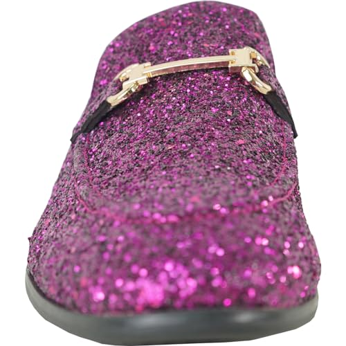 Image of bravo! Men Dress Shoe Prom Slip-on Loafer Lace-up Oxford Cap Toe Metallic Glitter for Wedding Prom Black Blue Green Gold Pink Pewter Purple Silver Red
