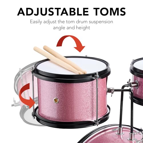 image for Best Choice Products 3-Piece Beginner Drum Set for Kids Juniors, w/Thr