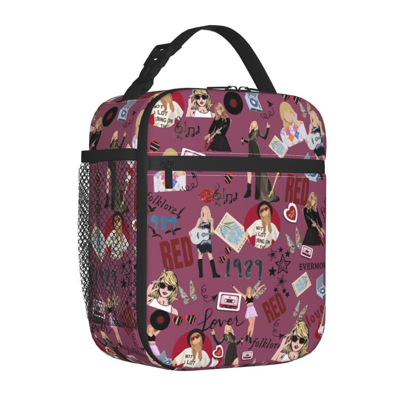 Generic Music Lunch Bag Gurls Lunch Box With Bottle Holder Insulated Cooler Lunchbox For Women Kids Work School Office Picnic Travel Beach, Purple