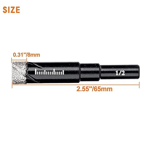 Miniatura 3 de SWZHAI - Juego de 4 brocas de diamante seco de 12 pulgada, kit de sierra de agujero de diamante de vástago redondo para piedra de granito, mármol,