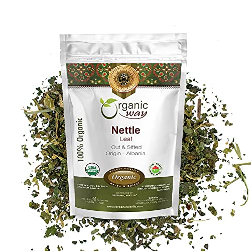 Organic Way Nettle Leaf | Herbal Tea (Urtica dioica) Cut & Sifted - European Wild-Harvest | Organic & Kosher Certified | Vegan, Non GMO & Gluten Free | USDA Certified | Origin - Albania (1/4 LBS/4 OZ)