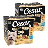 Cesar Wet Dog Food Home Delights & Classic Loaf in Sauce, Breakfast & Dinner Variety Pack, 3.5 oz. Trays, 24 Count (Pack of 1)
