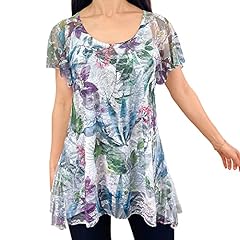 Flutter Short Sleeve - Multi Floral With Gray Shades/White Stretch Lace