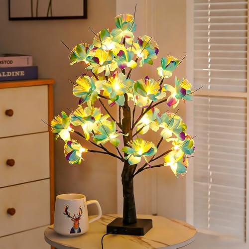 CutitiUU LED White Birch Tree Lights with Simulated Night-Blooming Jasmine Decorative Lamps LED Tree Lights Tree Lamps for Living Room Cute Night Light for House Christmas Decor Battery and USB (Blue)