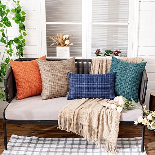 Miulee Outdoor Waterproof Throw Pillow Covers Decorative Farmhouse Water Resistant Cushion Covers For Tent Patio Garden Couch Sofa Pack Of 2, 18X18 Inch Beige #TOP4