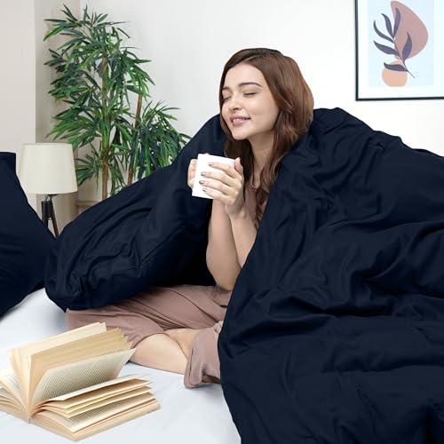 Utopia Bedding Duvet Cover King Size - 1 Comforter Cover with 2 Pillow Shams - 3 Pieces Bedding Duvet Cover with Zipper Closure - Soft Brushed Microfiber, 104 X 90 Inches (Navy)