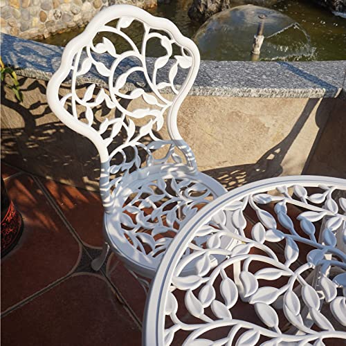 Kai Li BAI-4 Patio Bistro Sets 3 Piece Cast Aluminum Patio Furniture Outdoor Garden Metal Rust Proof Tables And Chairs White Bisrto Set thumb #5