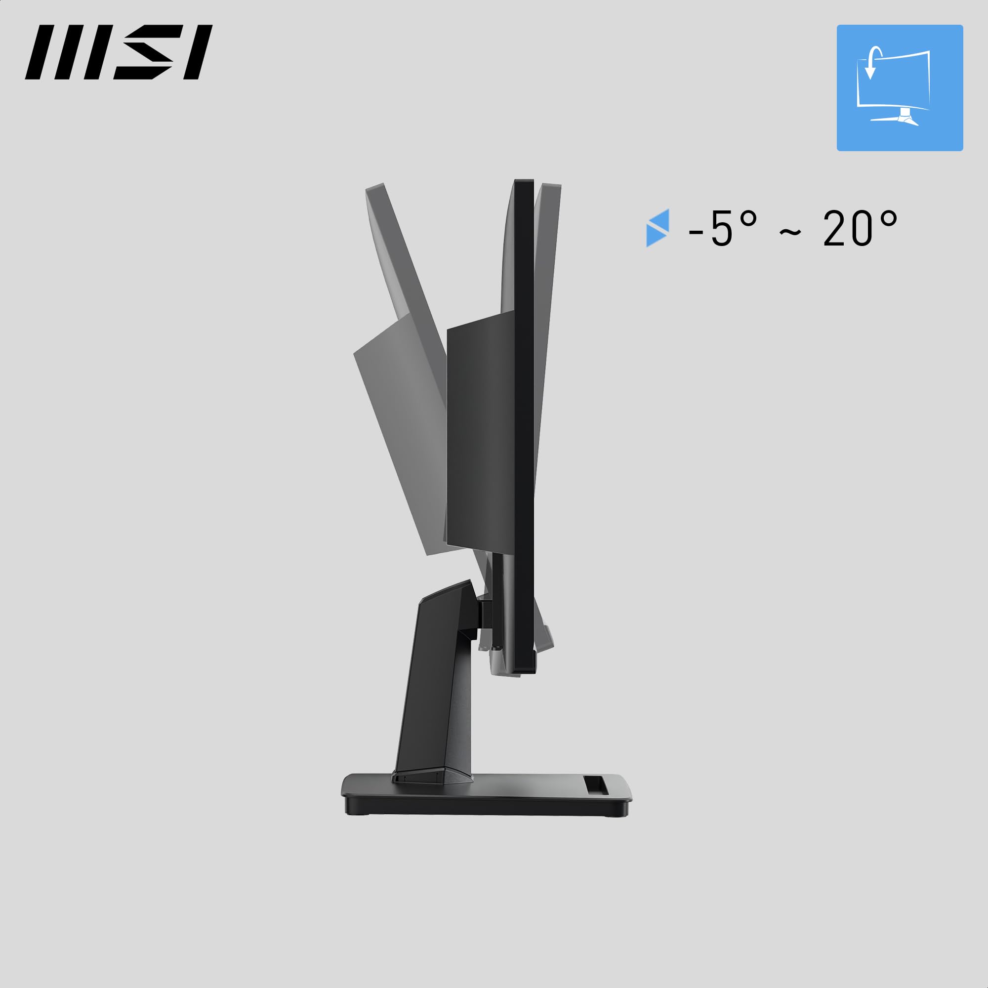 MSI PRO MP225V 21.5 Inch Full HD Office Monitor - 1920 x 1080 VA Panel, 100 Hz, Eye-Friendly Screen, Tilt-Adjustable - HDMI, D-Sub (VGA) - 4