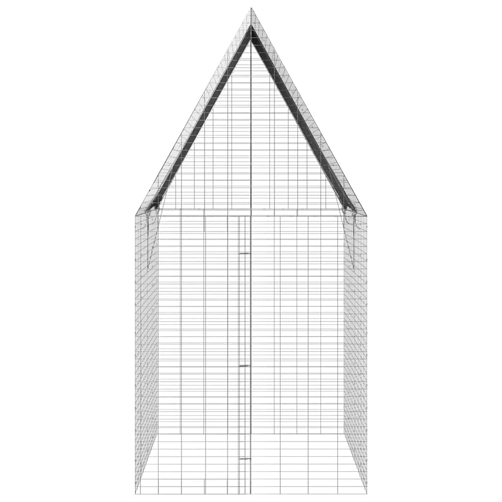 Klatka dla królików srebrna 200 x 100 x 210 cm stal ocynkowana, zewnętrzne siedlisko dla świnek morskich, chomików lub gryzoni, przestronne wybiegi ze schowkiem i drzwiami dostępu