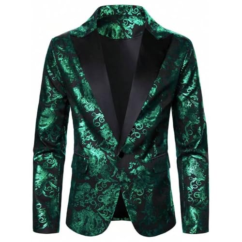 Mens Sparkly Stage Dress Jacket Dinner Party Prom Wedding Performence Suit Jacket Lapel One Button Blazer