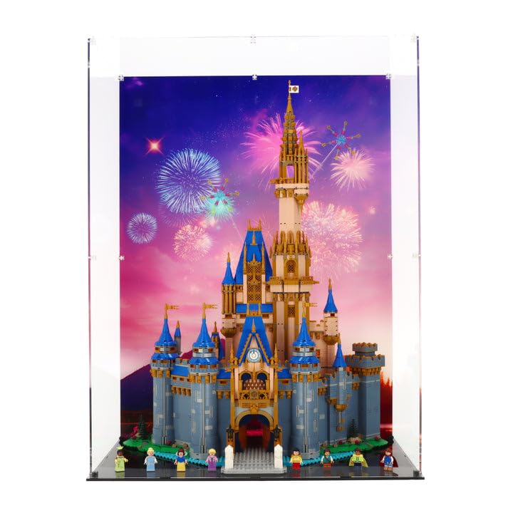 Display Case compatible with Lego 43222 Disney Castle, (Print 2 Back Panel)