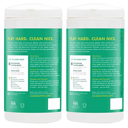 Better Life Natural All-Purpose Cleaning Wipes, Clary Sage & Citrus, 70 Count (Pack Of 2) #TOP1