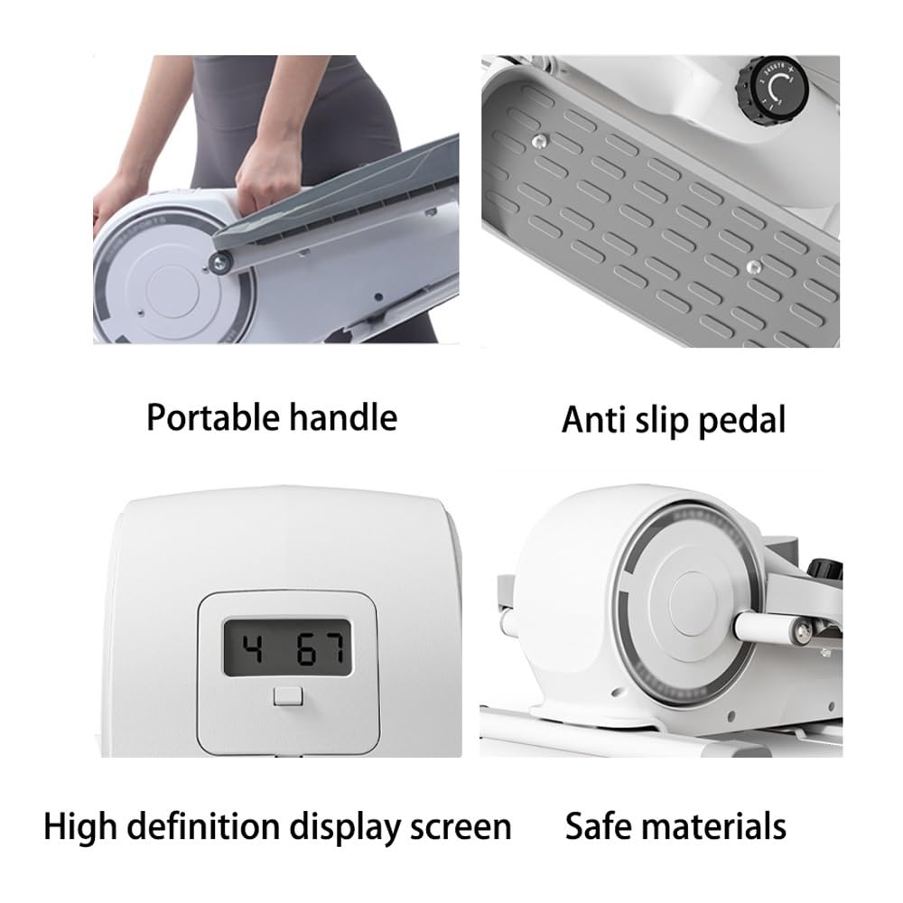 Orbitrek do ćwiczeń pod biurkiem, z ekranem LED monitora kondycji, 8-stopniową regulacją oporu, możliwością pracy w domu, wbudowanymi kółkami i przenośnym uchwytem