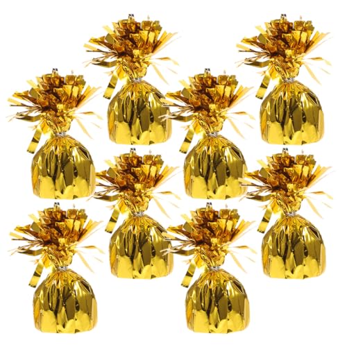 Poids métalliques dorés pour ballons : fixez vos structures hélium sans risque de perte