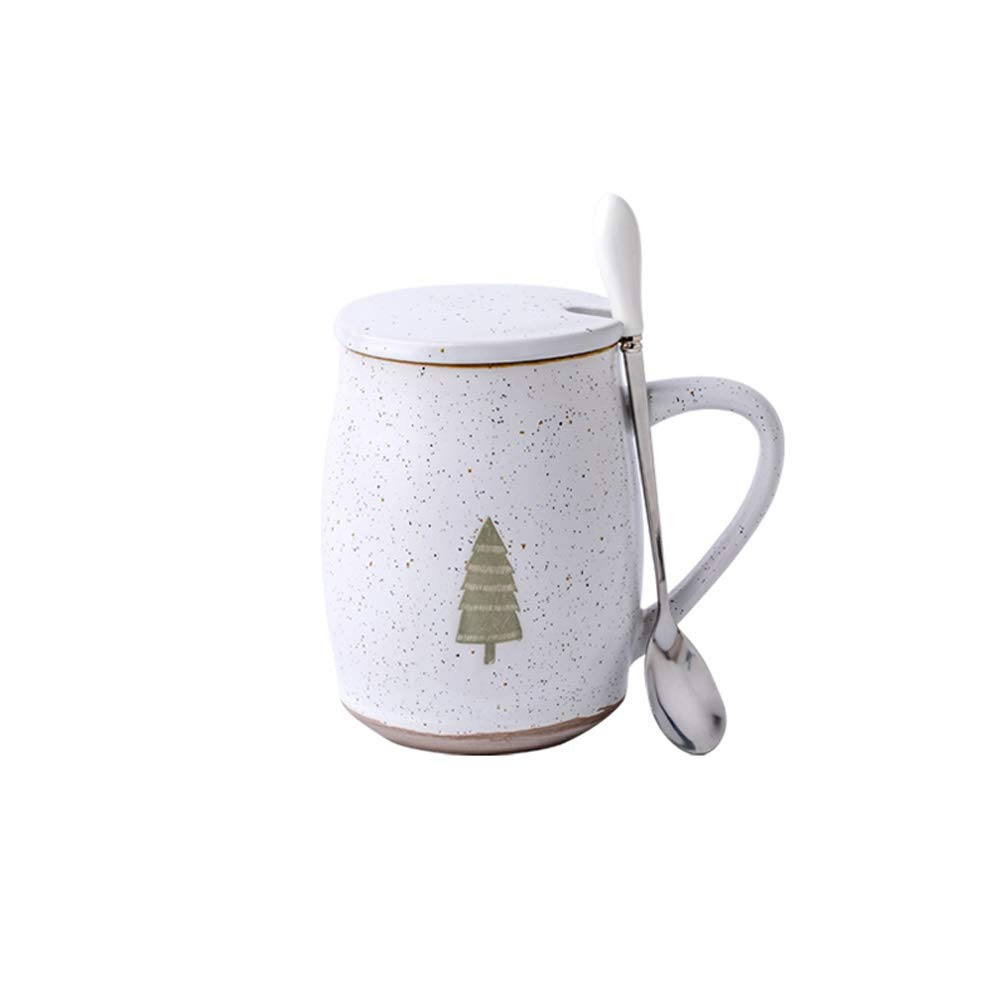 L-entcy 17OZ Coffee Cup With Lid Classic Mug Reusable Outdoor Warm Cup Couple Cup Gift Box Ceramic Cup A Pair Of Household Mug Cute Trendy Men And Women Drinking Cup With Lid Spoon (Color : White)