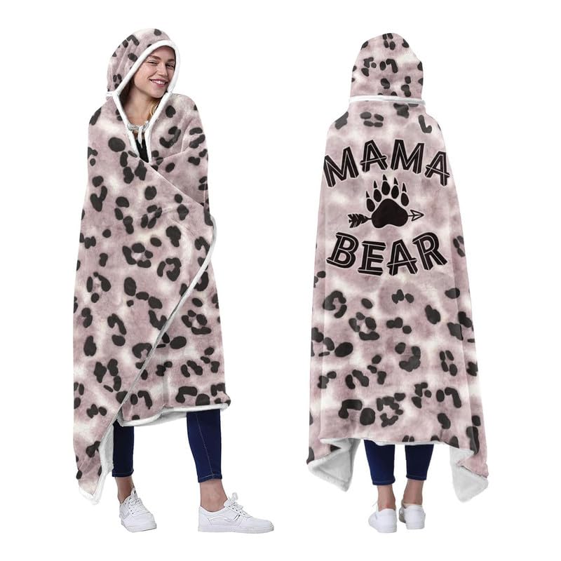 Mama Gifts Blanket, Light Leopard Wearable Blanket Hoodie - Birthday Gifts for Mom from Daughter Son, Mom Gifts, Gift for Women Gifts for Wife from Husband for Christmas, Birthday Gifts for Wife