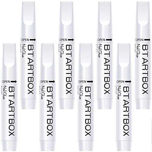 Nail Glue for Acrylic Nails - Nail Glue for Press On Nails, 8 Pcs BTArtbox Adhesive Super Bond for Fake Nails Tips Long Lasting, 0.07 oz