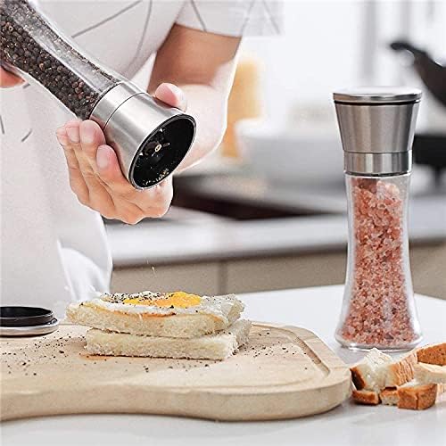 Image of Premium Pepper Grinder & Salt Shaker for Professional Chefs - Adjustable Coarseness Spice Mill with Brushed Stainless Steel and Ceramic Blades (1 PCS)
